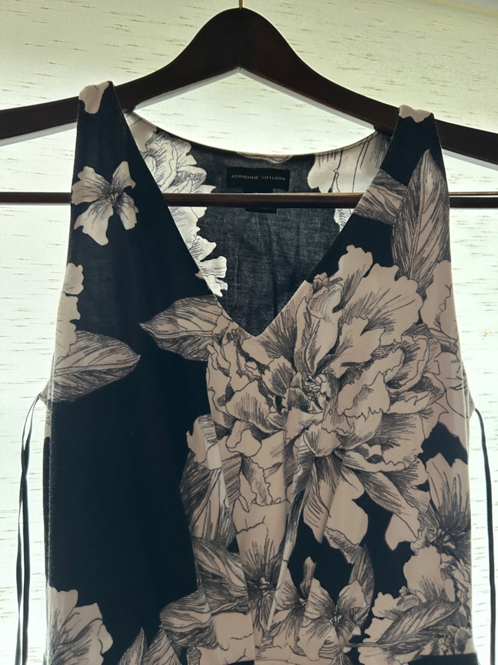 Adrienne Vittadini Black and Cream Floral Maxi Dress